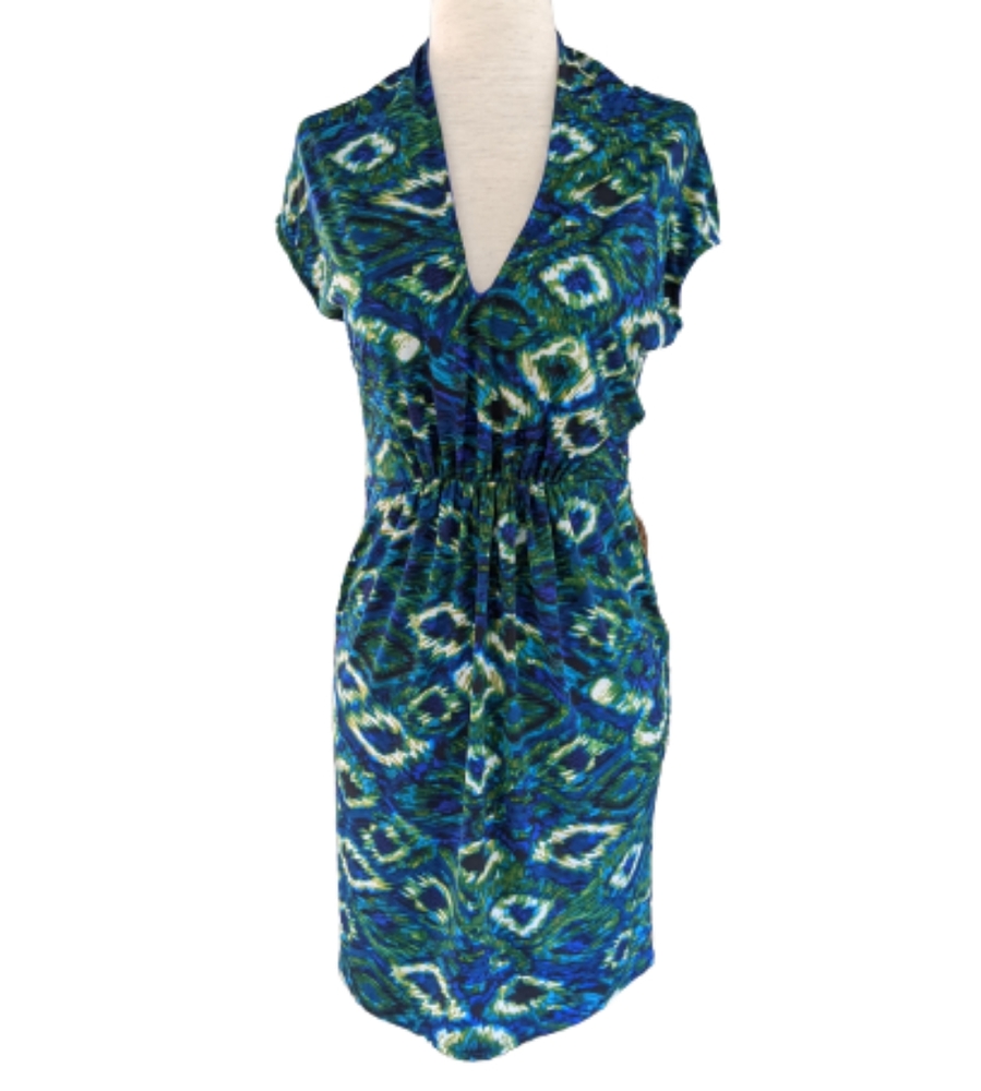 Deborah Viereck V Neck Cap Sleeve Dress XS